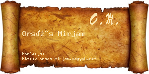 Orsós Mirjam névjegykártya